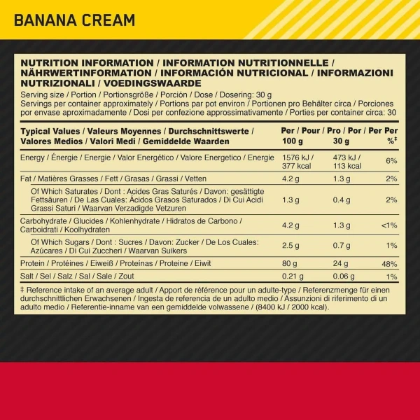 OPTIMUM NUTRITION Whey Gold Standard 900g Krem bananowy
